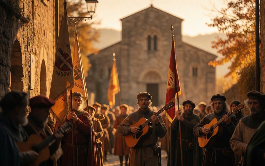 The truffle fair procession in Montechiaro d'Asti