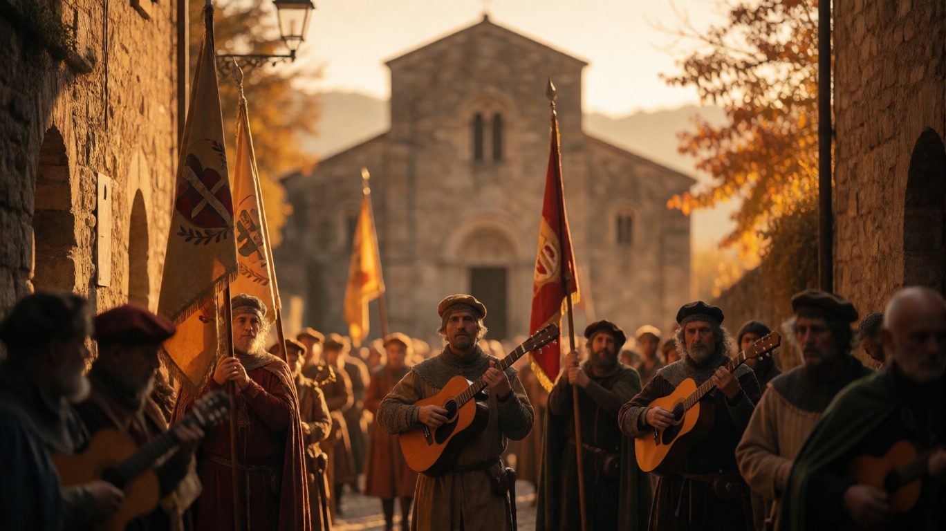 The truffle fair procession in Montechiaro d'Asti